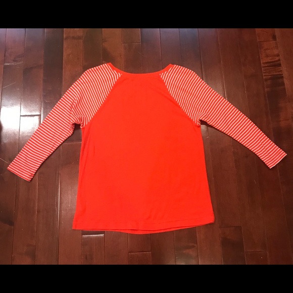 Women’s GAP 3/4 Sleeve Thermal Striped Orange Top - Picture 7 of 8